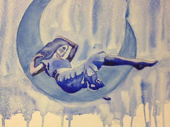 Blue Moon Watercolor by Aurora Whittet Best