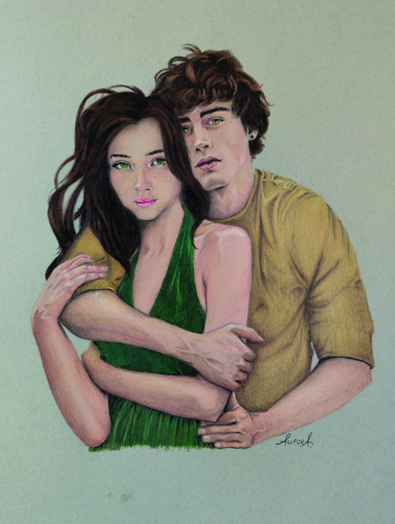 Colored pencil Portrait of Clara and Reid from I'M GONNA GET YOU BACK by Eva Des Lauriers. 