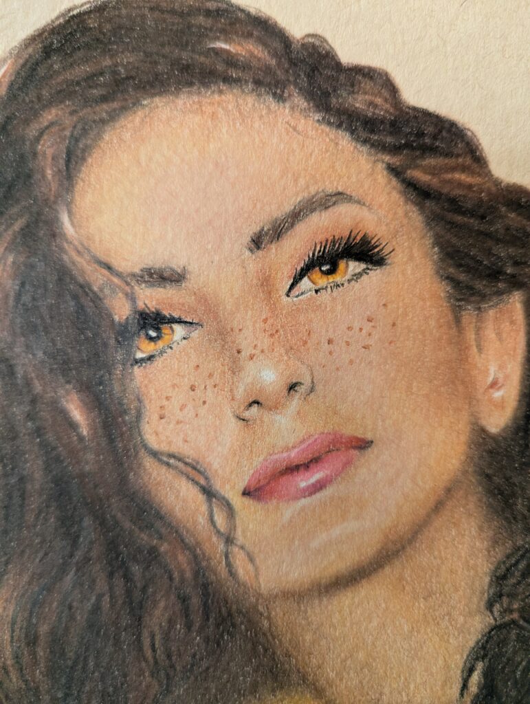 Colored Pencil Portrait for Sheeda Jasmine Jamsheed by Aurora Whittet Best.