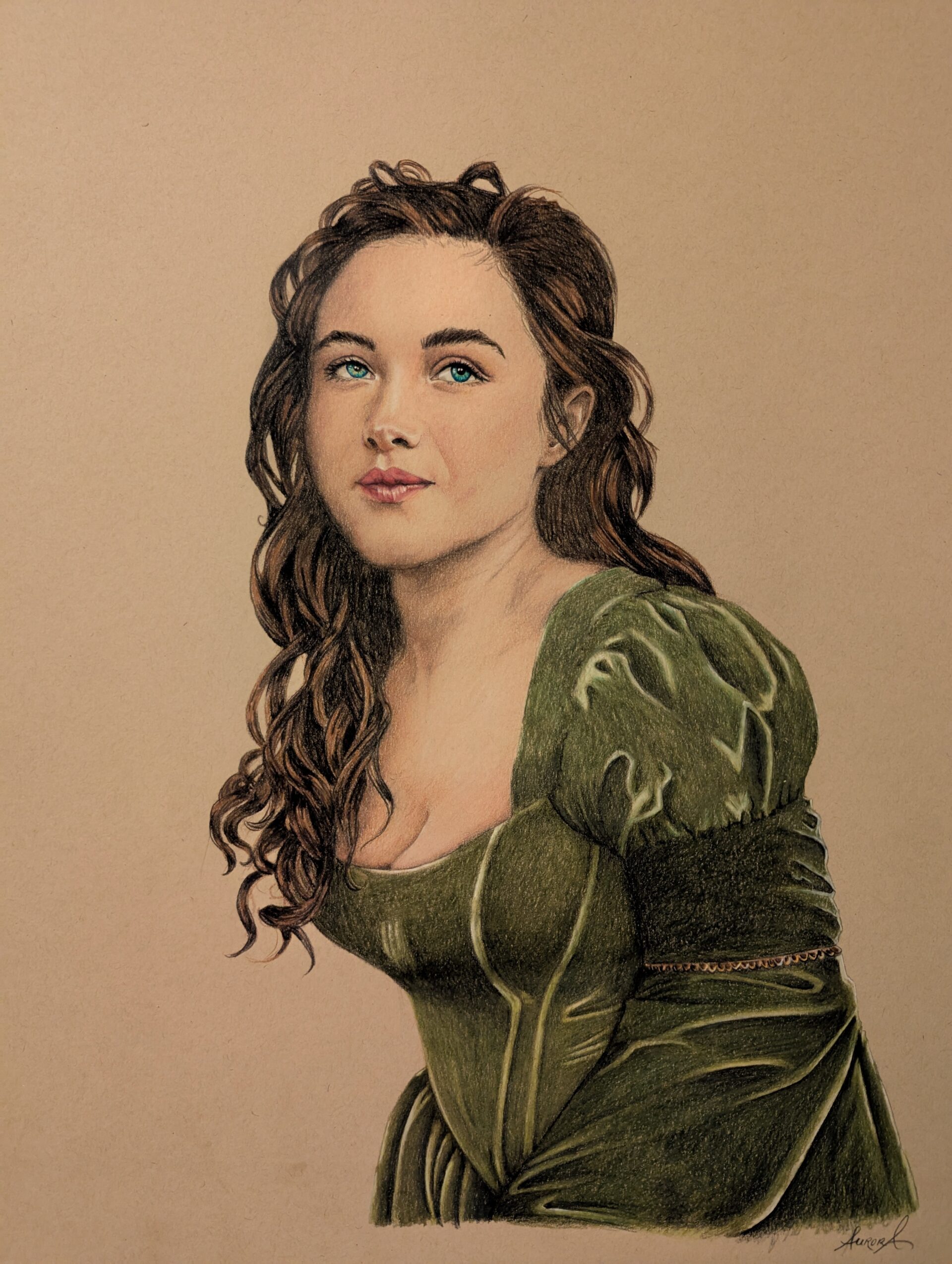 Colored pencil portrait of Saoirse from SOULGAZER by Maggie Rapier.
